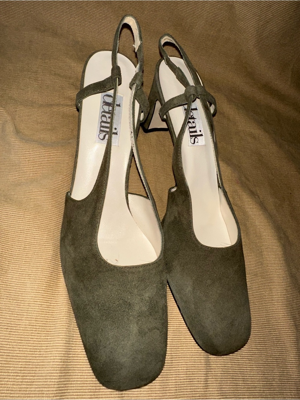 Details Gorgeous Suede Slingback Pumps in Olive Green Size 11